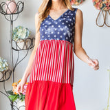 Heimish Full Size US Flag Theme Contrast Tank Dress