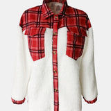 Fuzzy Button Up Long Sleeve Jacket