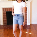 Judy Blue Medium Wash Mid Rise Cut Off Jean Shorts