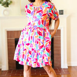 Feel Your Best Multicolor Floral Tiered Front Tie Pocketed Dress