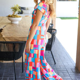 Scarlet & Aqua Geometric Print Wide Leg Jumpsuit