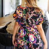 Live For Today Black Floral Surplice Woven Romper