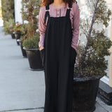 Feeing Joyful Black Wide Leg Adjustable Baggy Bib Jumpsuit