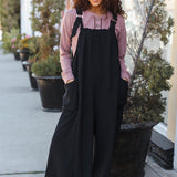 Feeing Joyful Black Wide Leg Adjustable Baggy Bib Jumpsuit