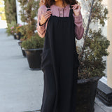 Feeing Joyful Black Wide Leg Adjustable Baggy Bib Jumpsuit