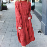 Love Found Rust Mock Neck Embossed Lined Dress