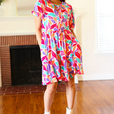 Feel Your Best Multicolor Floral Tiered Front Tie Pocketed Dress