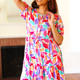 Feel Your Best Multicolor Floral Tiered Front Tie Pocketed Dress