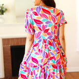 Feel Your Best Multicolor Floral Tiered Front Tie Pocketed Dress