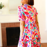 Feel Your Best Multicolor Floral Tiered Front Tie Pocketed Dress