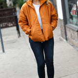 Eyes On You Butterscotch Quilted Puffer Jacket