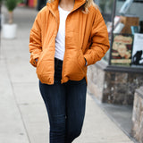 Eyes On You Butterscotch Quilted Puffer Jacket