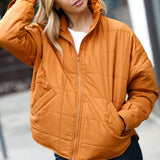 Eyes On You Butterscotch Quilted Puffer Jacket