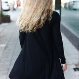 Classic Elegance Black Long Sleeve Shift Knit Dress