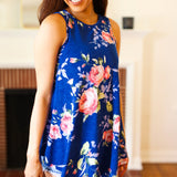 Sunny Days Navy Blue Floral Print Sleeveless Top