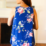 Sunny Days Navy Blue Floral Print Sleeveless Top