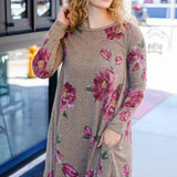 True Love Taupe & French Rose Floral Print Long Sleeve Dress