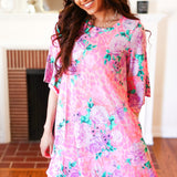 Pink Floral & Animal Print Bell Sleeve Dress