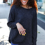 Beautiful You Charcoal Ribbed Brushed Hacci Sweater