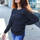 Beautiful You Charcoal Ribbed Brushed Hacci Sweater