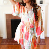 Multicolor Paisley Patchwork Surplice Romper