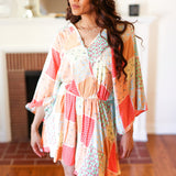 Multicolor Paisley Patchwork Surplice Romper