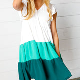 Seafoam & Emerald Tiered Frill Sleeve Midi Dress