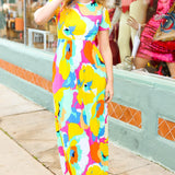 Under Clear Days Yellow/Mint Floral Fit & Flare Maxi Dress