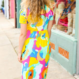 Under Clear Days Yellow/Mint Floral Fit & Flare Maxi Dress