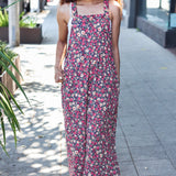 Stand Out Navy Floral Print Baggy Overall Jumpsuit