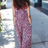 Stand Out Navy Floral Print Baggy Overall Jumpsuit