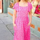 Perfectly You Fuchsia Ditzy Floral Fit & Flare Maxi Dress