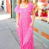 Perfectly You Fuchsia Ditzy Floral Fit & Flare Maxi Dress