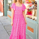 Perfectly You Fuchsia Ditzy Floral Fit & Flare Maxi Dress