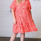 Coral Floral Button Down Midi Dress