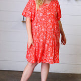 Coral Floral Button Down Midi Dress