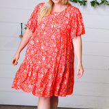 Coral Floral Button Down Midi Dress