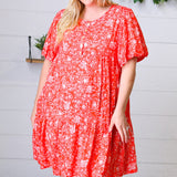 Coral Floral Button Down Midi Dress