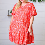 Coral Floral Button Down Midi Dress