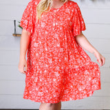 Coral Floral Button Down Midi Dress