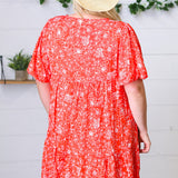 Coral Floral Button Down Midi Dress