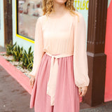 Feeling Femme Mauve & Peach Twofer Pleated Skirt Dress