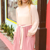 Feeling Femme Mauve & Peach Twofer Pleated Skirt Dress