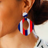 Americana Oval Cut-Out Resin Dangle Earrings