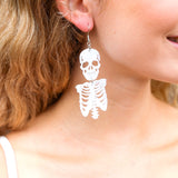 White Skeleton Acrylic Drop Earrings