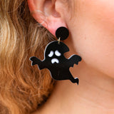 Halloween Black Ghost Acrylic Dangle Earrings