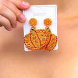 Pumpkin Beaded & Jewel Dangle Earrings