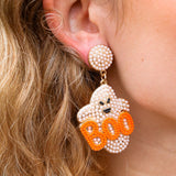 Ghostly Ghoul "Boo" Beaded Dangle Earrings