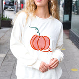 Halloween Lovely Ivory Embroidered Pumpkin Knit Sweater