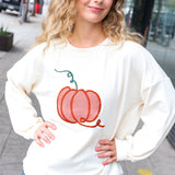 Halloween Lovely Ivory Embroidered Pumpkin Knit Sweater